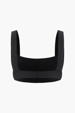 MICAS Knitwear|Knit Sets-Knit Square Neck Crop Tank Top And Buckle Midi Skirt Set BLACK