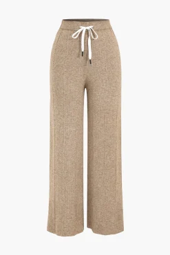 MICAS Knitwear|Knit Bottoms-Knit Straight Leg Trousers