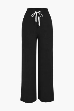 MICAS Knitwear|Knit Bottoms-Knit Straight Leg Trousers