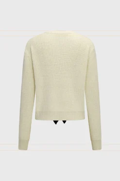 MICAS Knitwear|Knit Tops-Knitted Bow Tie-Up Long-Sleeve Top IVORY