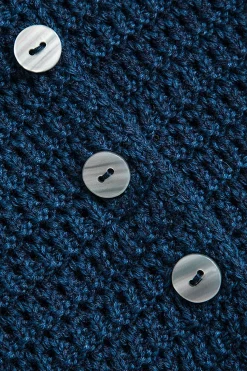 MICAS Knit Tops-Knitted Button Asymmetrical Long-Sleeve Top DARK BLUE