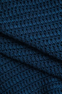 MICAS Knit Tops-Knitted Button Asymmetrical Long-Sleeve Top DARK BLUE