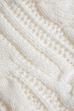 MICAS Knit Tops-Knitted Cut Out Patchwork Belted Long-Sleeve Top IVORY