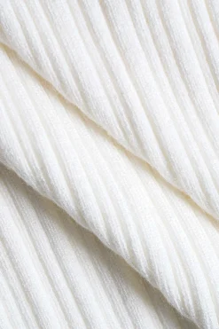 MICAS Knit Dresses-Knitted Metallic Button Ruffle Short Sleeve Dress IVORY