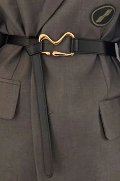 MICAS Accessories-Knot Decoration And Waist Design Leather Belt BLACK