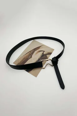 MICAS Accessories-Knot Decoration And Waist Design Leather Belt BLACK