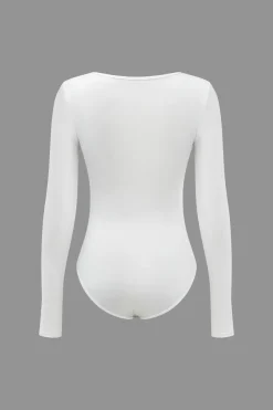 MICAS Skirt Sets-Knot Long Sleeve Top And Ruffle Ruched Detail Skirt Set WHITE