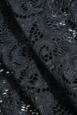 MICAS Skirt Sets-Lace Crop Top And High-Waisted Skirt Set BLACK