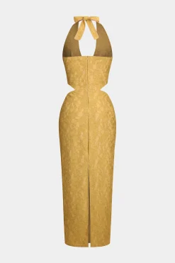 MICAS Maxi Dresses-Lace Cut Out Sleeveless Maxi Dress YELLOW