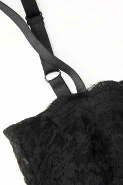 MICAS Maxi Dresses-Lace Slip Slit Maxi Dress BLACK