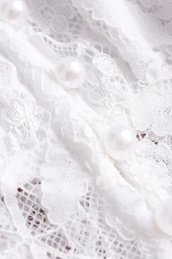 MICAS Blouses & Shirts-Lace Square Neck Buttons Down Shirt OPTICAL WHITE