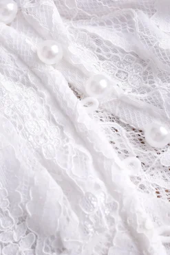 MICAS Blouses & Shirts-Lace Square Neck Buttons Down Shirt OPTICAL WHITE