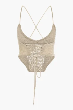 MICAS Knit Sets-Lace Up Crisscross Knit Crop Top And Mini Skirt Set