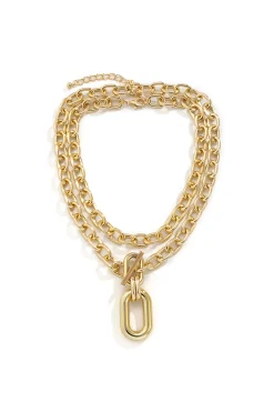 MICAS Necklaces|Accessories-Large Pendant Multi-Layer Necklace GOLD