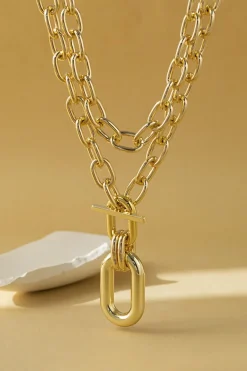 MICAS Necklaces|Accessories-Large Pendant Multi-Layer Necklace GOLD