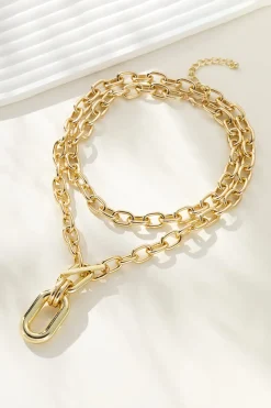 MICAS Necklaces|Accessories-Large Pendant Multi-Layer Necklace GOLD