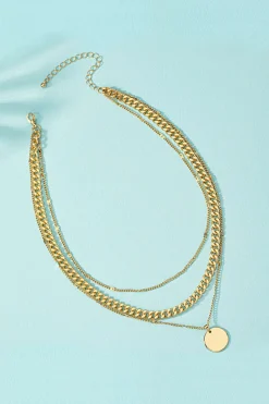 MICAS Necklaces|Accessories-Layer Disc Pendant Necklace GOLD