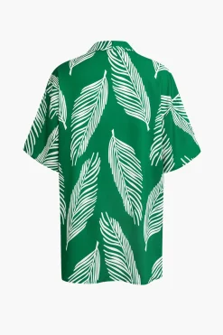 MICAS Short Sets|Vacation Sets-Leaf Print Drawstring Shorts Set