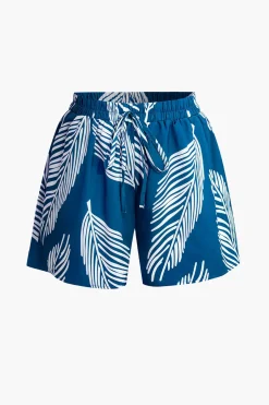 MICAS Short Sets|Vacation Sets-Leaf Print Drawstring Shorts Set