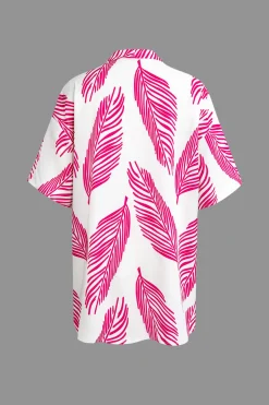 MICAS Short Sets|Vacation Sets-Leaf Print Drawstring Shorts Set