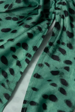 MICAS Skirts-Leopard Drawstring Slit Skirt