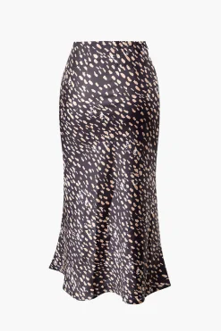 MICAS Skirts-Leopard Drawstring Slit Skirt