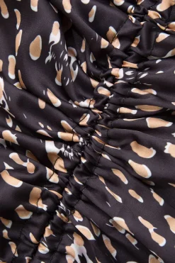 MICAS Skirts-Leopard Drawstring Slit Skirt