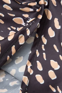 MICAS Skirts-Leopard Drawstring Slit Skirt