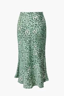 MICAS Skirts-Leopard Drawstring Slit Skirt