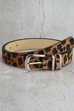 MICAS Accessories-Leopard Print Belt BROWN