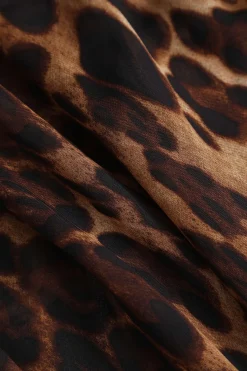 MICAS Maxi Dresses-Leopard Print Draped Maxi Dress BROWN