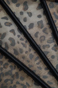 MICAS Tank Tops & Cami-Leopard Print Mesh Sheer Cami Top