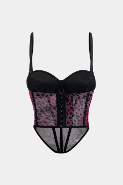 MICAS Tank Tops & Cami-Leopard Print Mesh Sheer Cami Top