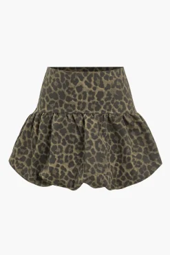 MICAS Skirts-Leopard Print Ruffle Skirt MOCHA