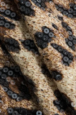 MICAS Mini Dresses-Leopard Print Sequins Spaghetti Strap Mini Dress Contrast Color