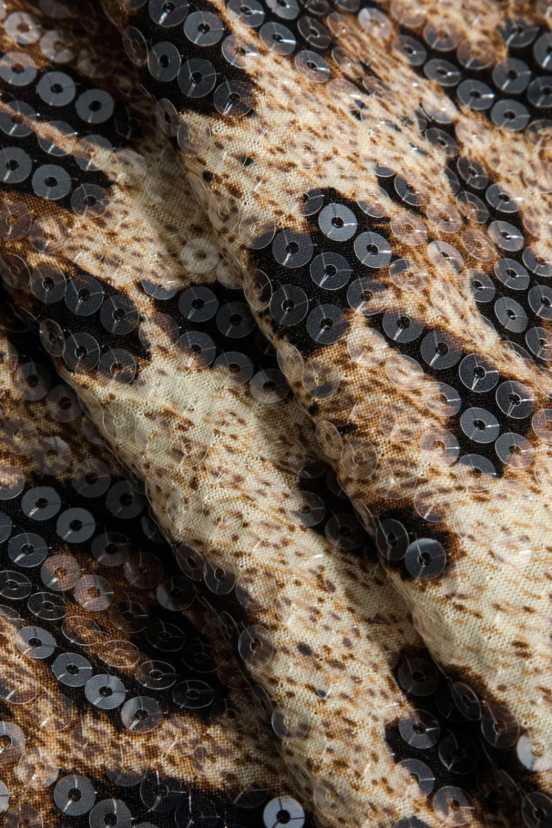 MICAS Mini Dresses-Leopard Print Sequins Spaghetti Strap Mini Dress Contrast Color