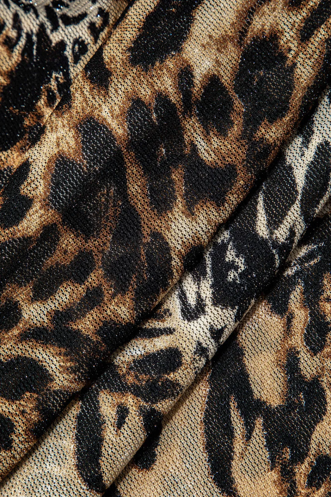 MICAS Midi Dresses-Leopard Print Twist Halter Backless Midi Dress Contrast Color