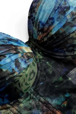 MICAS Tank Tops & Cami-Leopard Snake Skin Print Mesh Slip Cami Top BLUE