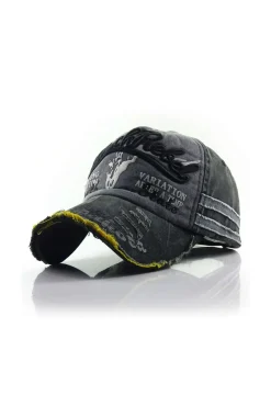 MICAS Accessories-Letter Embroidery Distressed Baseball Hat