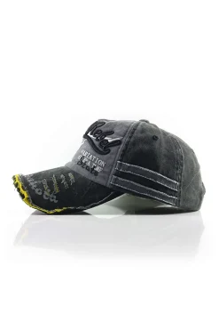 MICAS Accessories-Letter Embroidery Distressed Baseball Hat