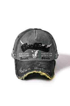 MICAS Accessories-Letter Embroidery Distressed Baseball Hat