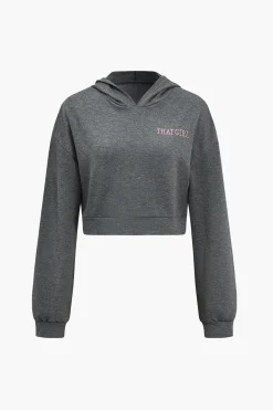 MICAS Pant Sets|Vacation Sets-Letter Embroidery Hooded Top And Tie-Up Trousers Set