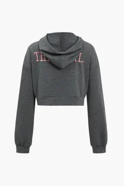 MICAS Pant Sets|Vacation Sets-Letter Embroidery Hooded Top And Tie-Up Trousers Set