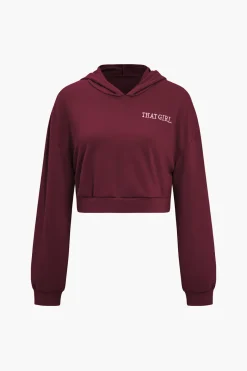 MICAS Pant Sets|Vacation Sets-Letter Embroidery Hooded Top And Tie-Up Trousers Set