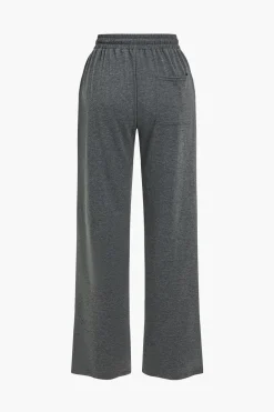 MICAS Pant Sets|Vacation Sets-Letter Embroidery Hooded Top And Tie-Up Trousers Set