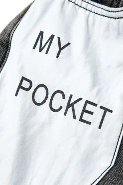 MICAS Skirts-Letter Print Frayed Hem Denim Skirt