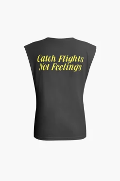 MICAS T-Shirts-Letter Print Sleeveless T-shirt