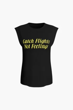 MICAS T-Shirts-Letter Print Sleeveless T-shirt