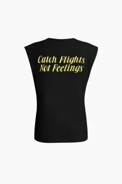 MICAS T-Shirts-Letter Print Sleeveless T-shirt