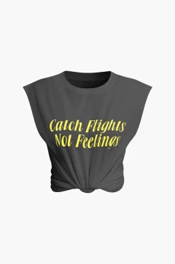 MICAS T-Shirts-Letter Print Sleeveless T-shirt